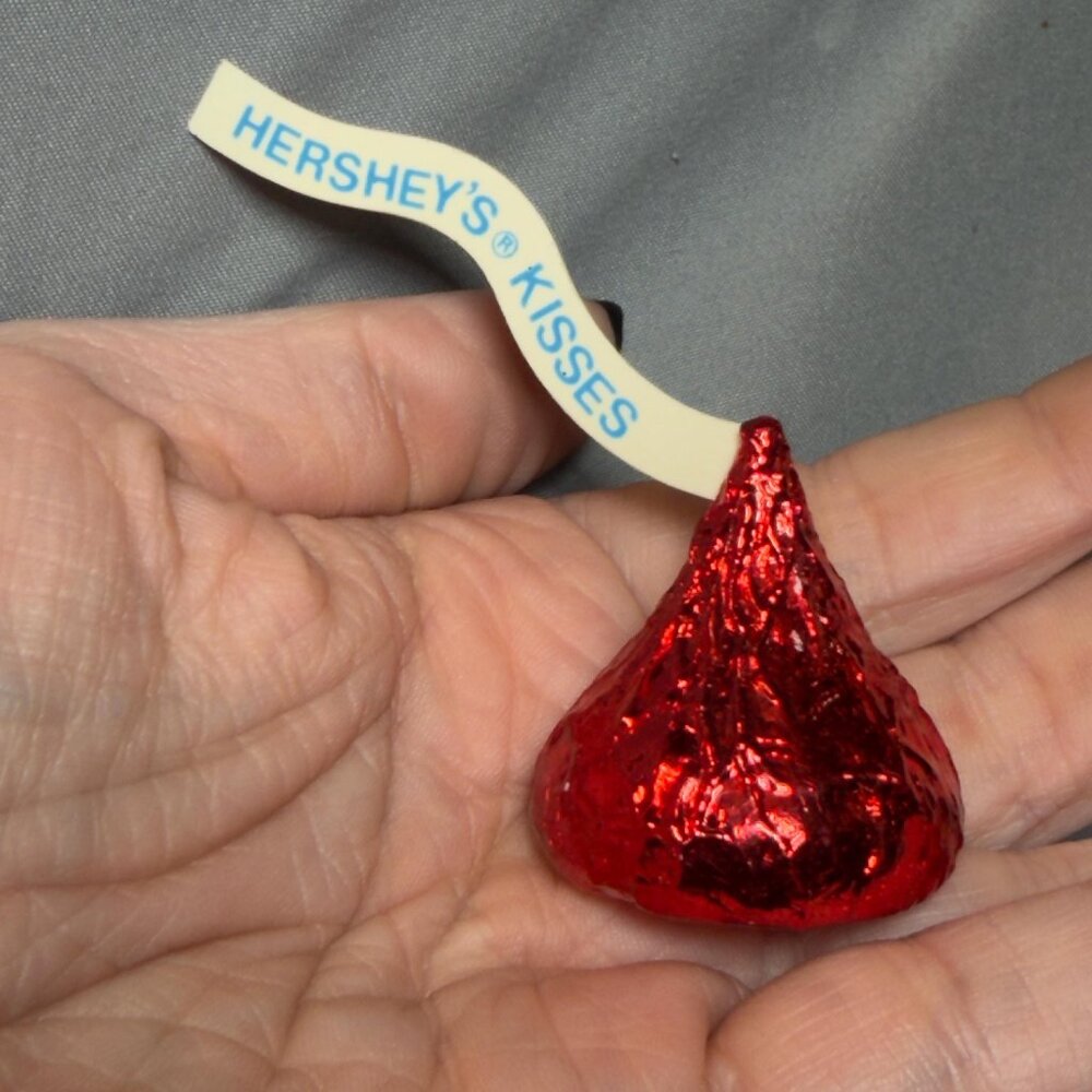 Hallmark Hershey Kiss Brooch Red Foil Candy Pin 1989 Signed 2.5”
